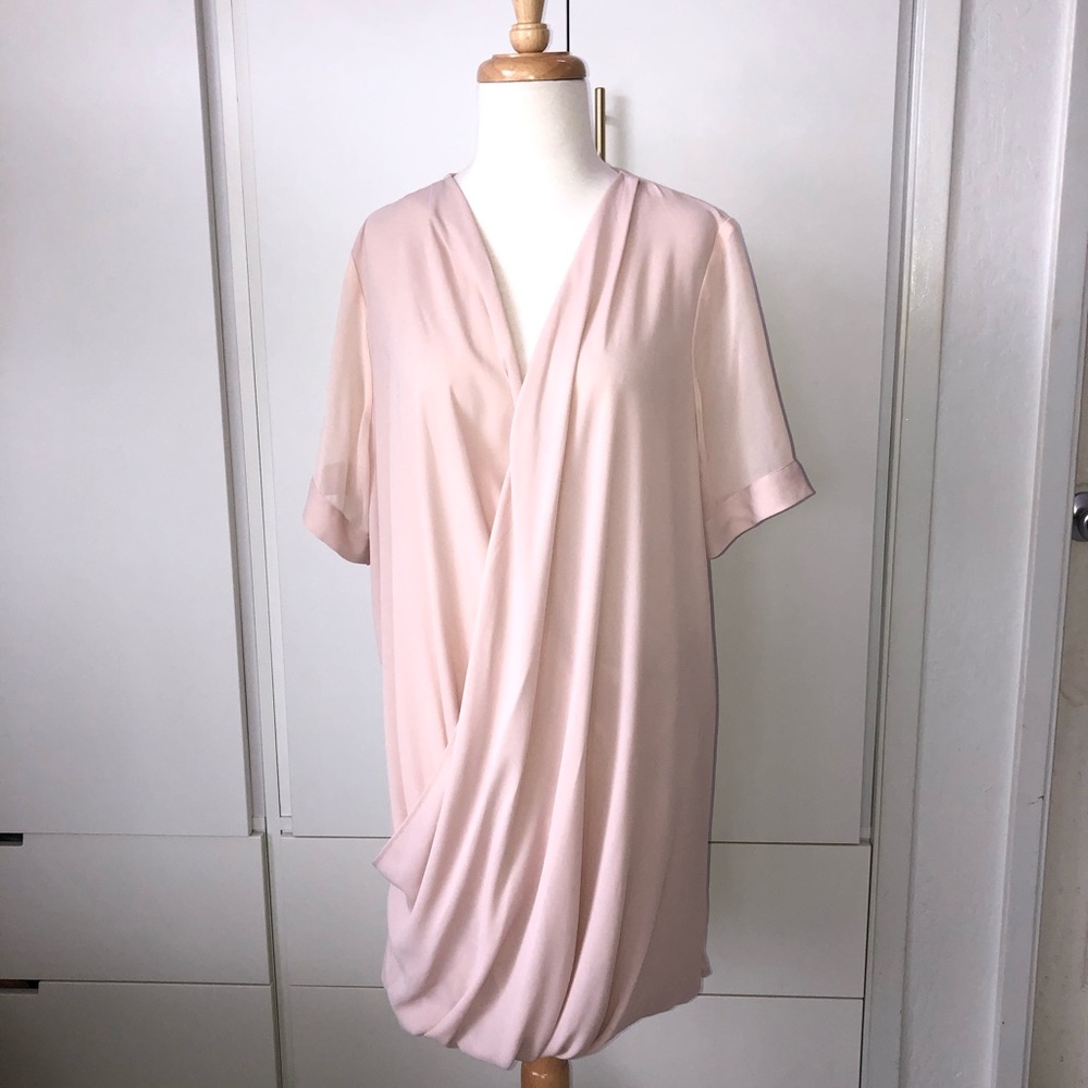 NWT Topshop Blush Pink Wrap Front Blouse Dress